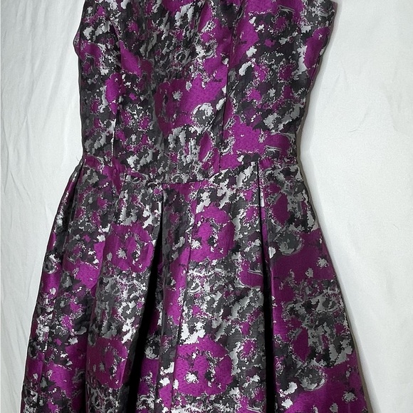 BB Dakota Black Gray Maroon Floral Tank Lined Mid Length Party Dress Size 6 - Picture 2 of 6